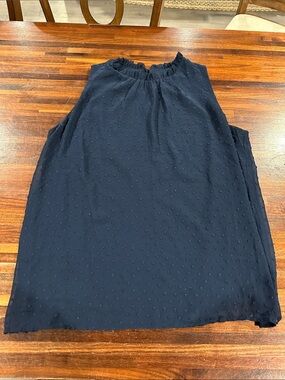 Navy Swiss Dot Sleeveless Blouse